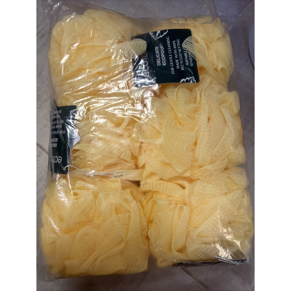 EcoTools Yellow Shower Sponge Loofah Pouf Delicate Ecopouf 6 Pack 21079500